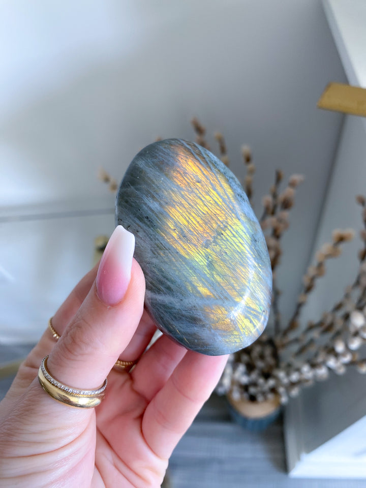 Flashy Sunset Labradorite Palm Stone #8 - Get Exact Stone
