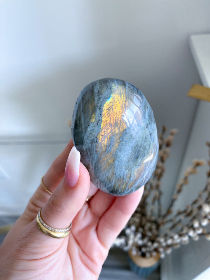 Flashy Sunset Labradorite Palm Stone #8 - Get Exact Stone
