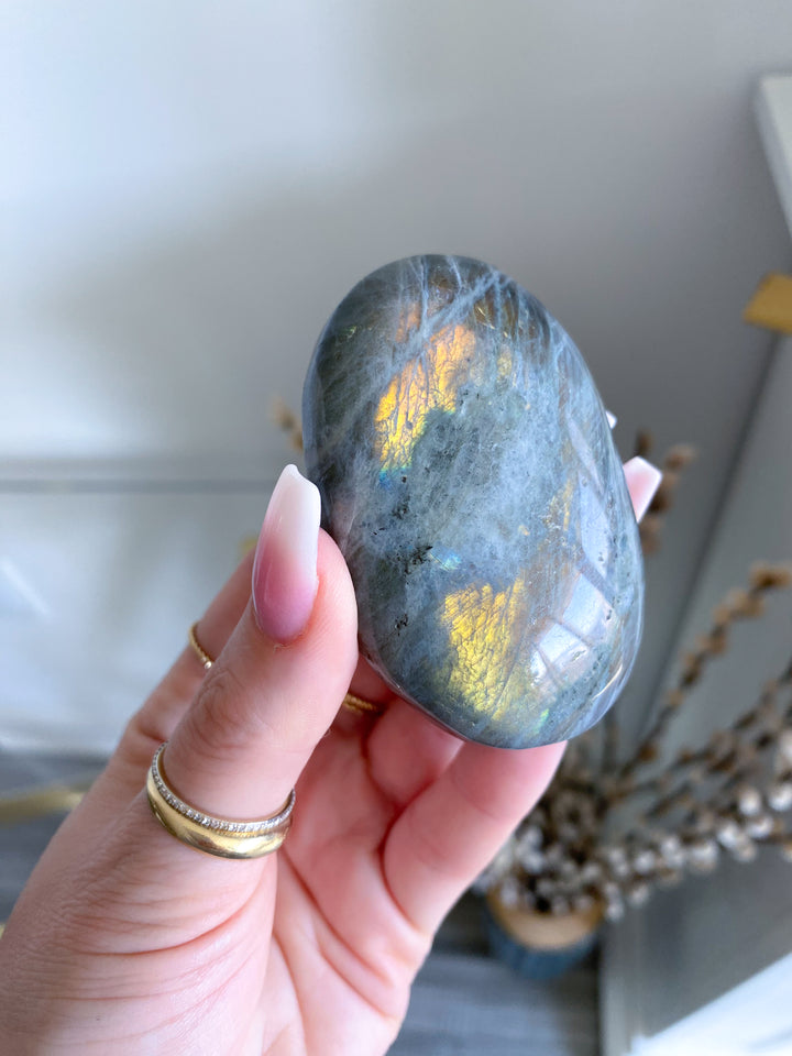 Flashy Sunset Labradorite Palm Stone #8 - Get Exact Stone