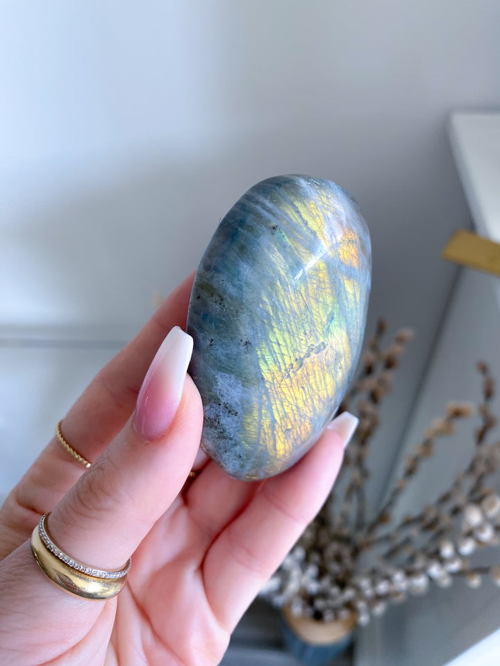Flashy Sunset Labradorite Palm Stone #8 - Get Exact Stone