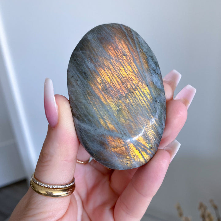 Flashy Sunset Labradorite Palm Stone #8 - Get Exact Stone