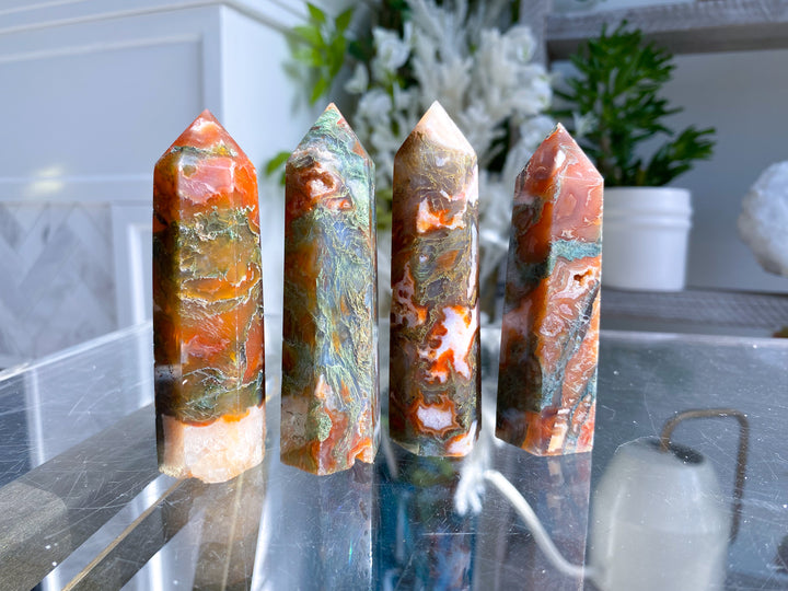 Carnelian & Moss Agate Tower - Your Choice