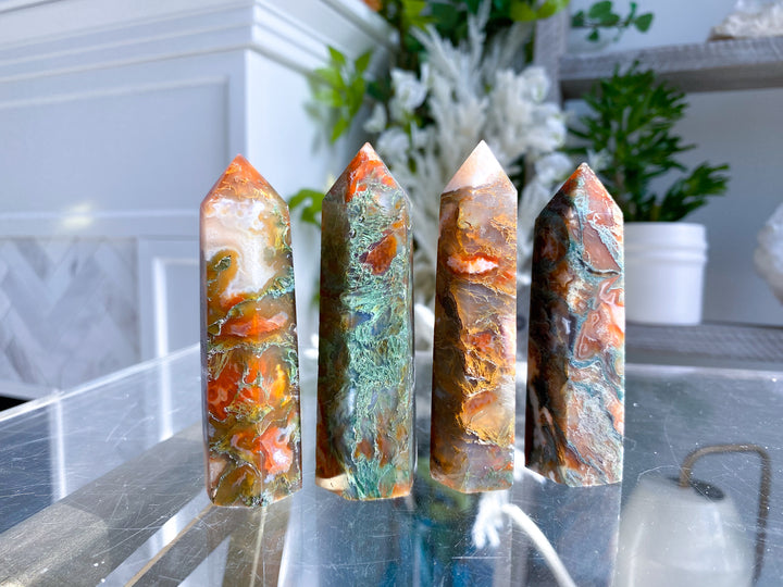 Carnelian & Moss Agate Tower - Your Choice