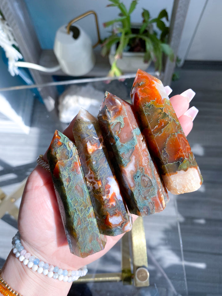 Carnelian & Moss Agate Tower - Your Choice