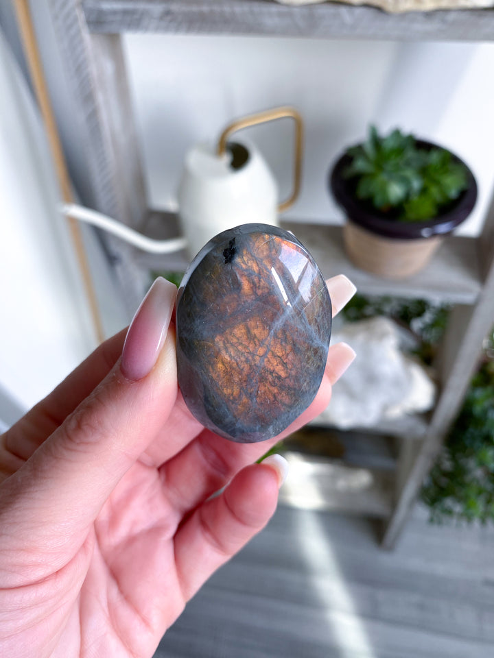 Small Orange Labradorite Palm Stone #2