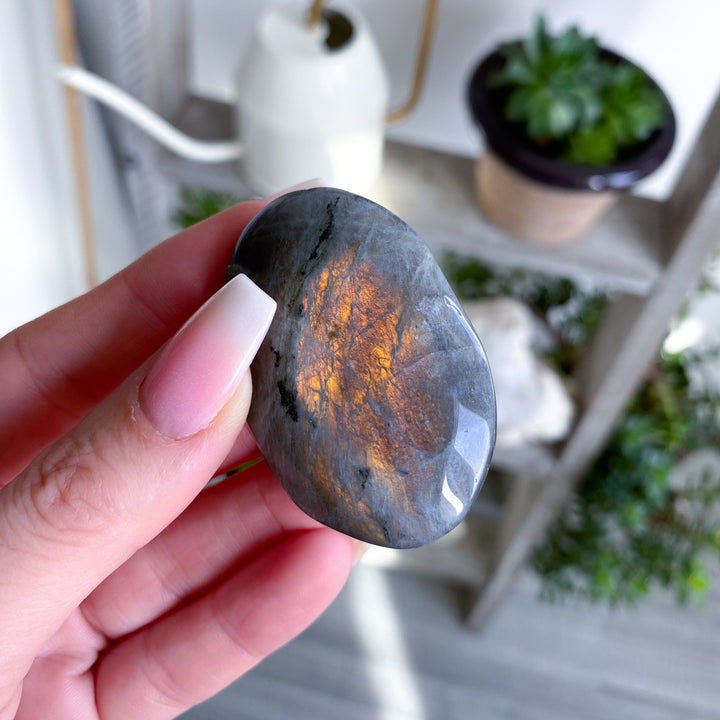 Small Orange Labradorite Palm Stone #2