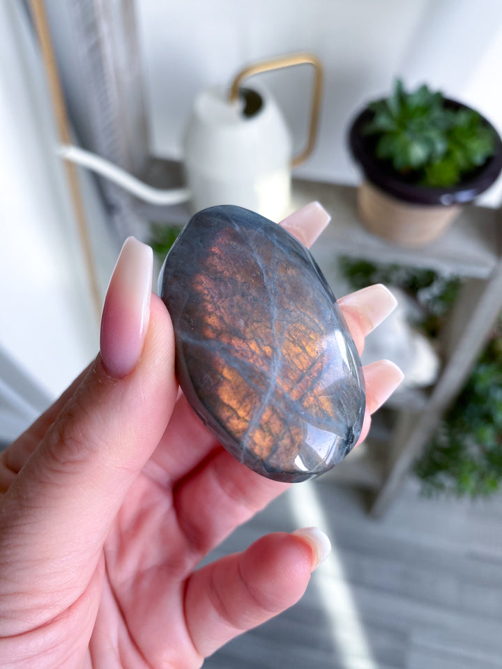Small Orange Labradorite Palm Stone #2