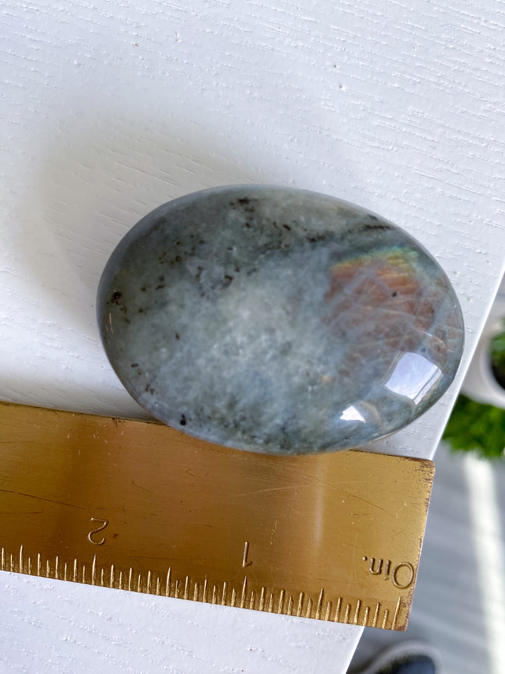 Flashy Purple & Orange Sunset Labradorite Palm Stone #8