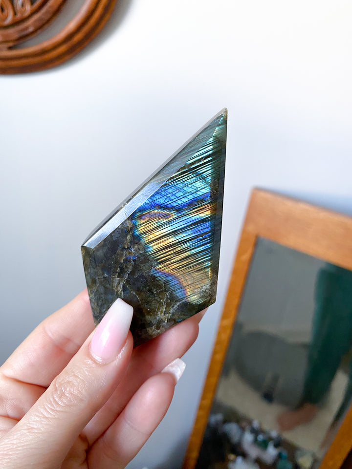 Labradorite Diamond on Stand - Get Exact Item