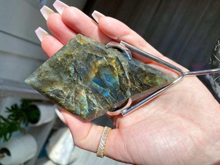 Gold Blue Labradorite Rhombus on Stand - Get this Exact Stone