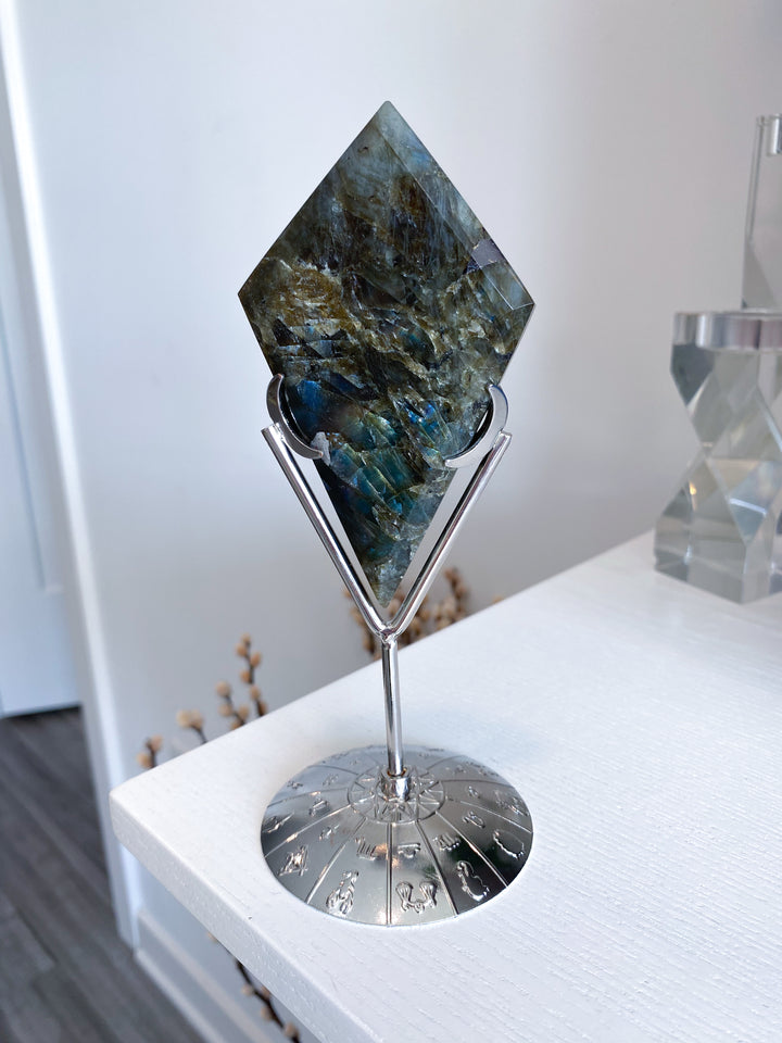 Gold Blue Labradorite Rhombus on Stand - Get this Exact Stone