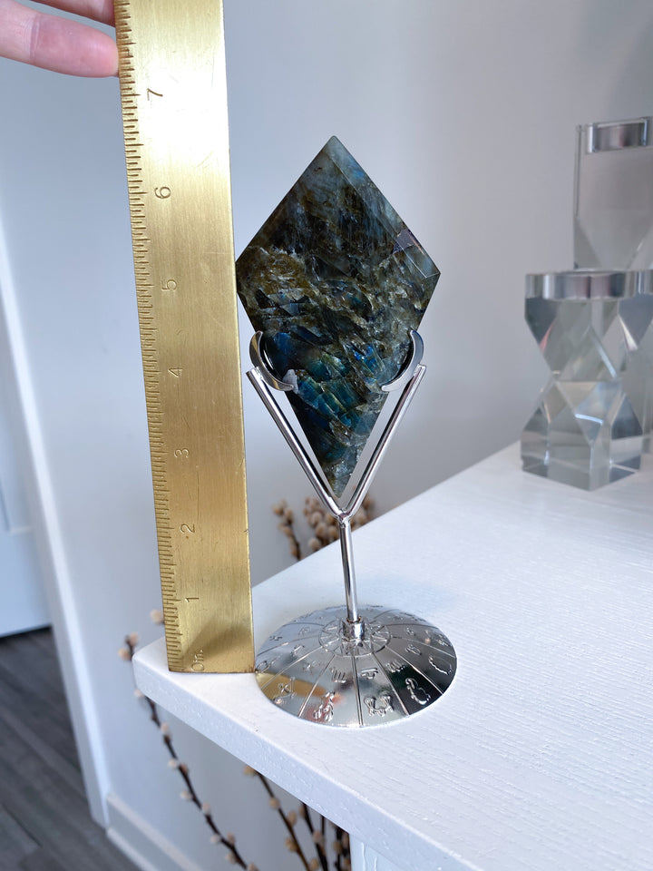 Gold Blue Labradorite Rhombus on Stand - Get this Exact Stone
