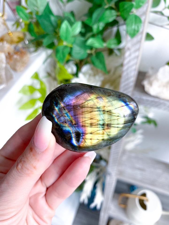 FLASHY Labradorite Palm Stone #11