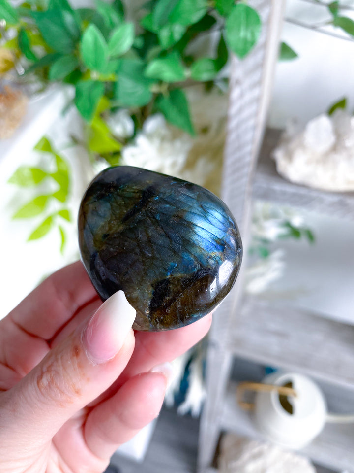 FLASHY Labradorite Palm Stone #11