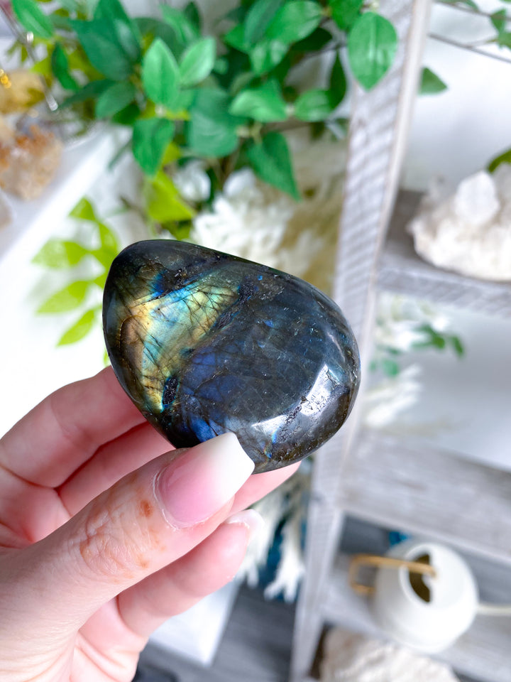 FLASHY Labradorite Palm Stone #11