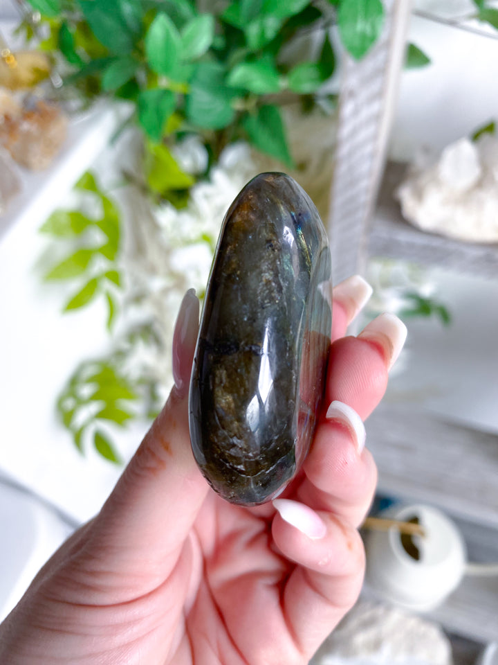 FLASHY Labradorite Palm Stone #11