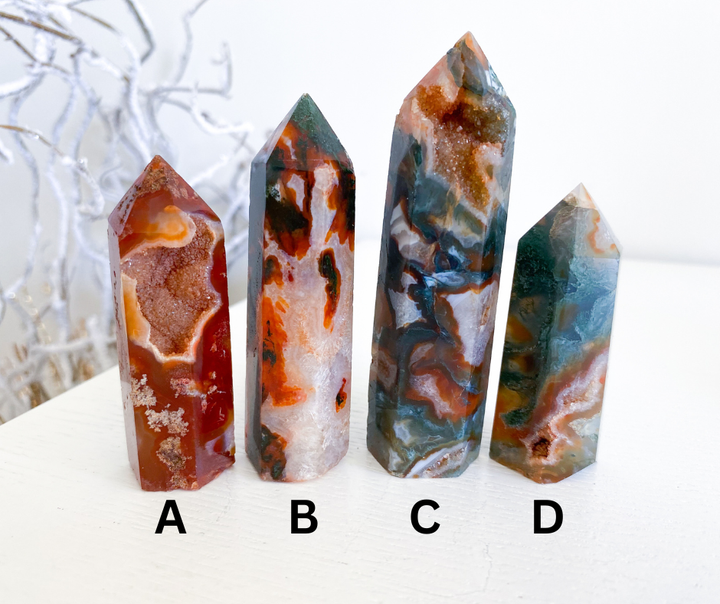 Carnelian & Moss Agate Tower - Your Choice