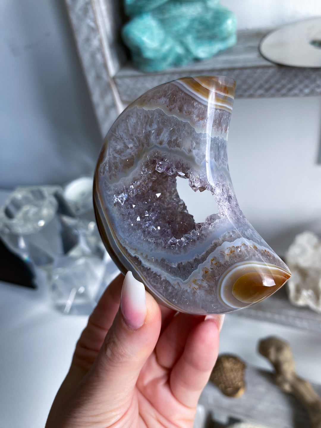 Unique Amethyst and Agate Moon #1