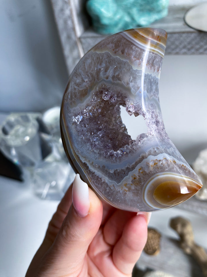 Unique Amethyst and Agate Moon #1