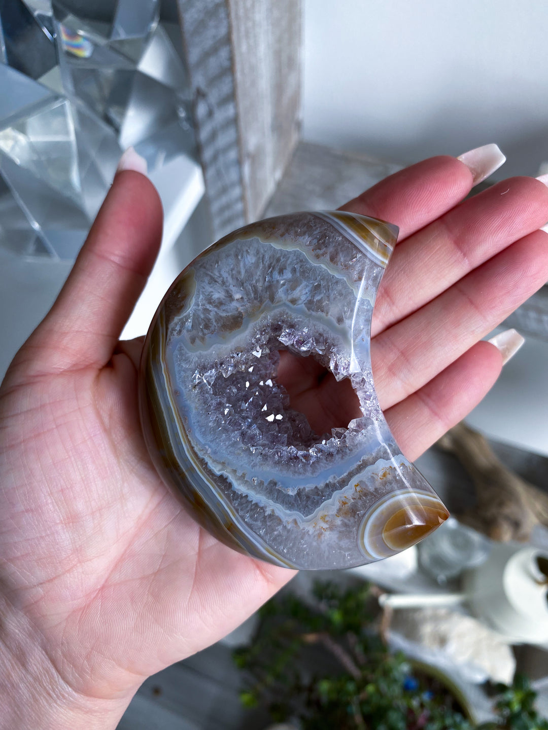 Unique Amethyst and Agate Moon #1