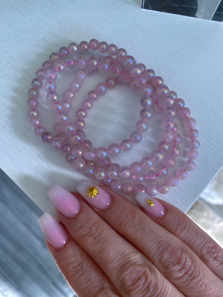 Aura Rose Quartz Beaded Bracelet
