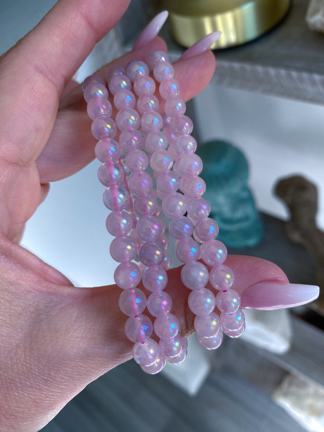 Aura Rose Quartz Beaded Bracelet