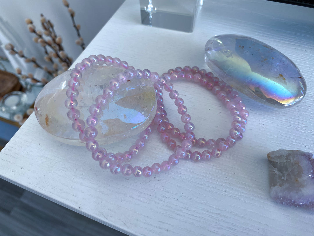 Aura Rose Quartz Beaded Bracelet