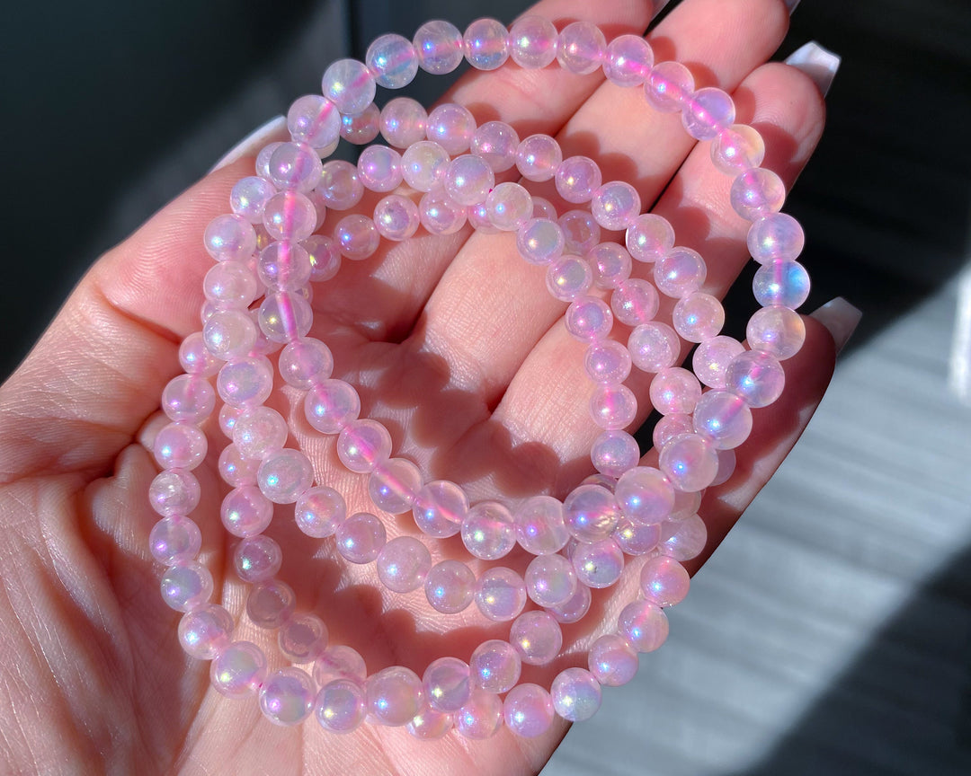 Aura Rose Quartz Beaded Bracelet