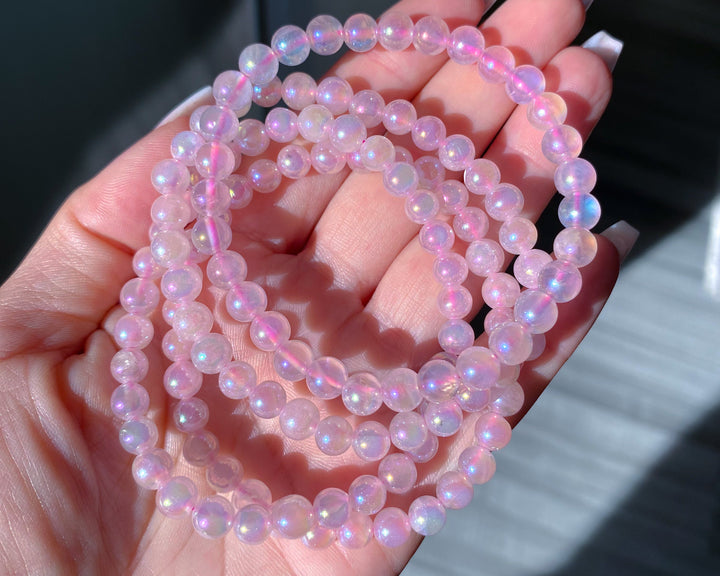 Aura Rose Quartz Beaded Bracelet