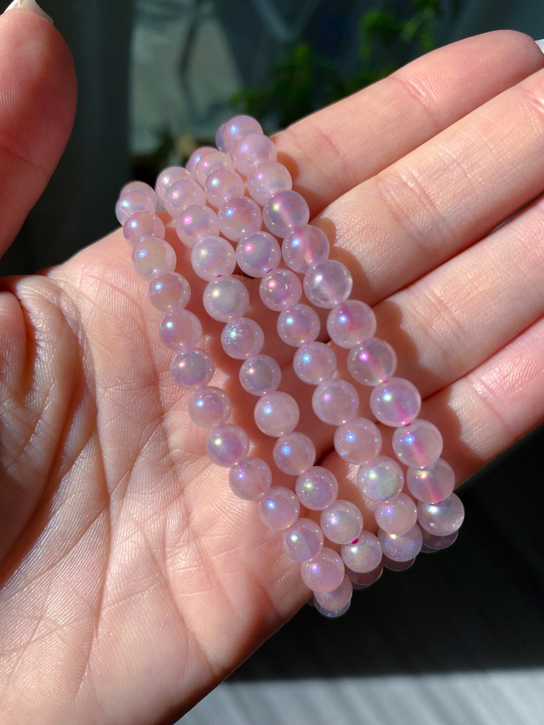 Aura Rose Quartz Beaded Bracelet