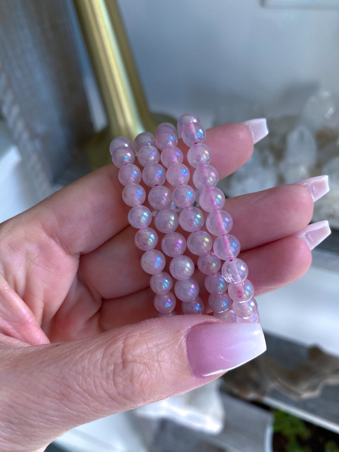 Aura Rose Quartz Beaded Bracelet