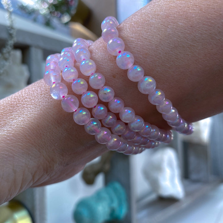 Aura Rose Quartz Beaded Bracelet