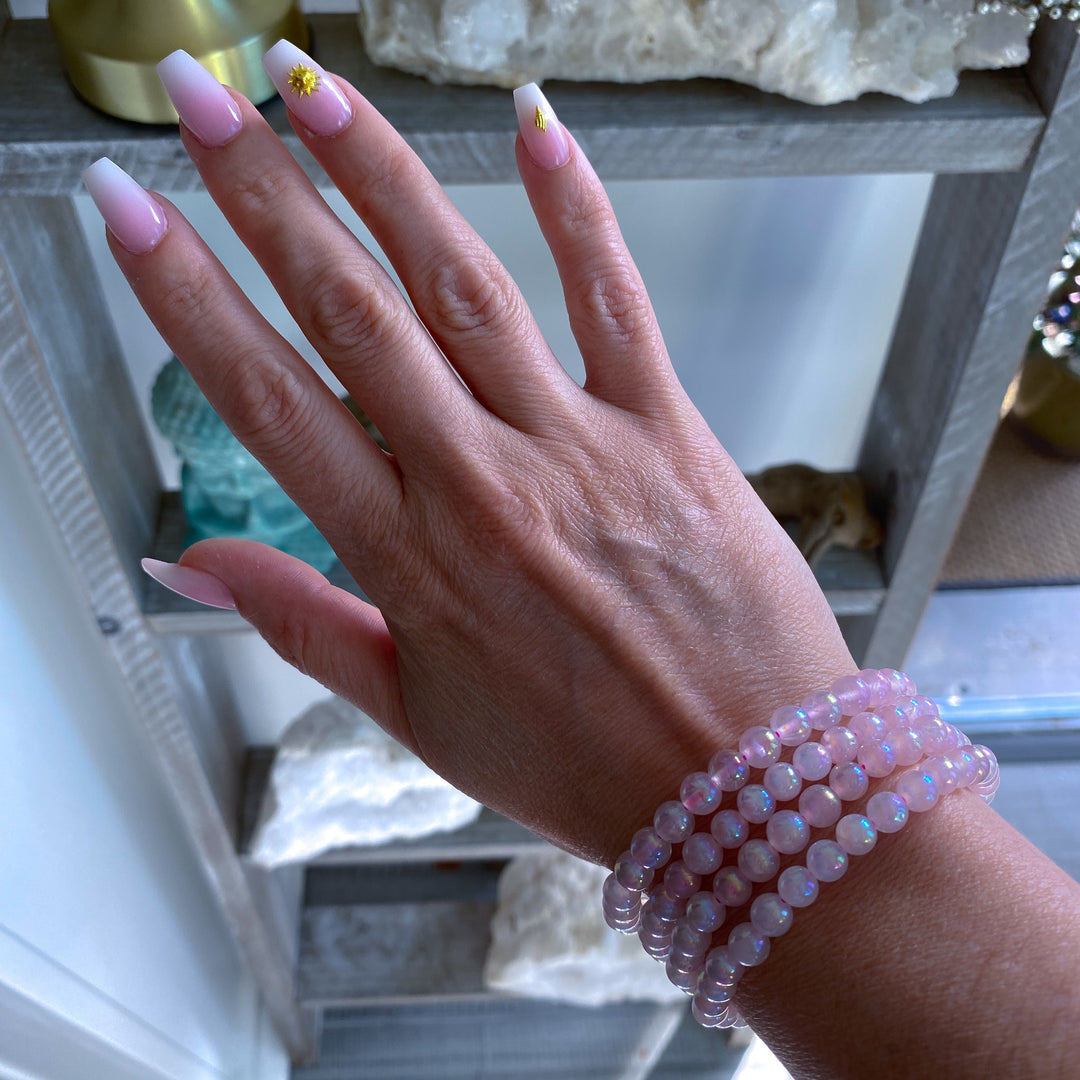 Aura Rose Quartz Beaded Bracelet