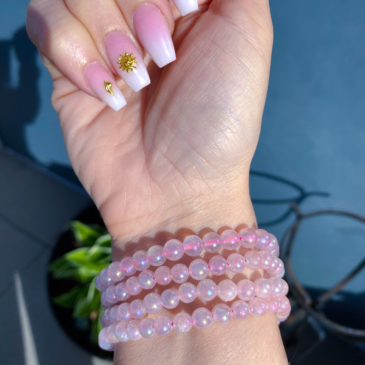 Aura Rose Quartz Beaded Bracelet