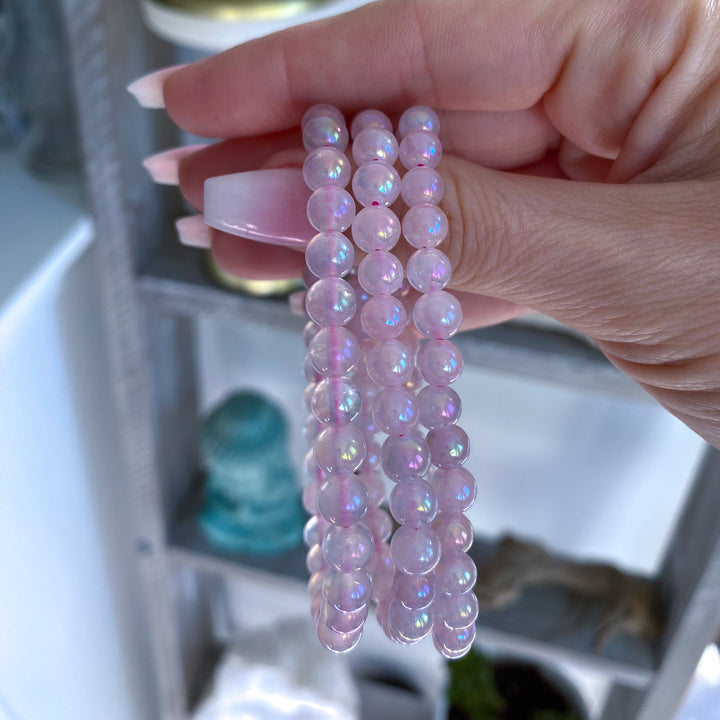 Aura Rose Quartz Beaded Bracelet