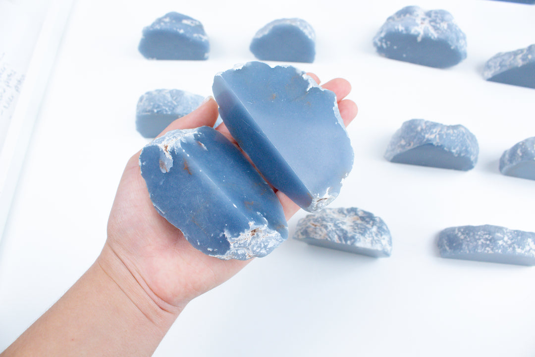 Angelite Slice, Raw & Polished