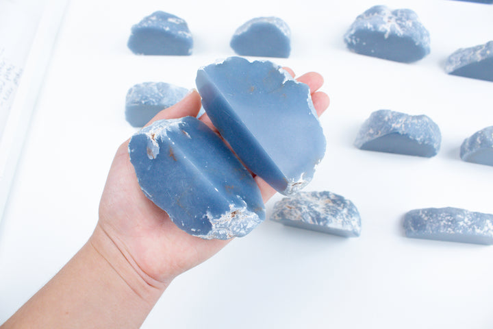 Angelite Slice, Raw & Polished