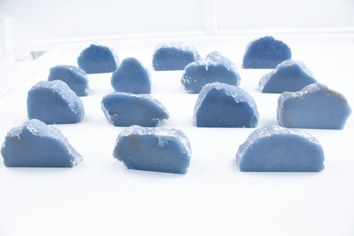 Angelite Slice, Raw & Polished