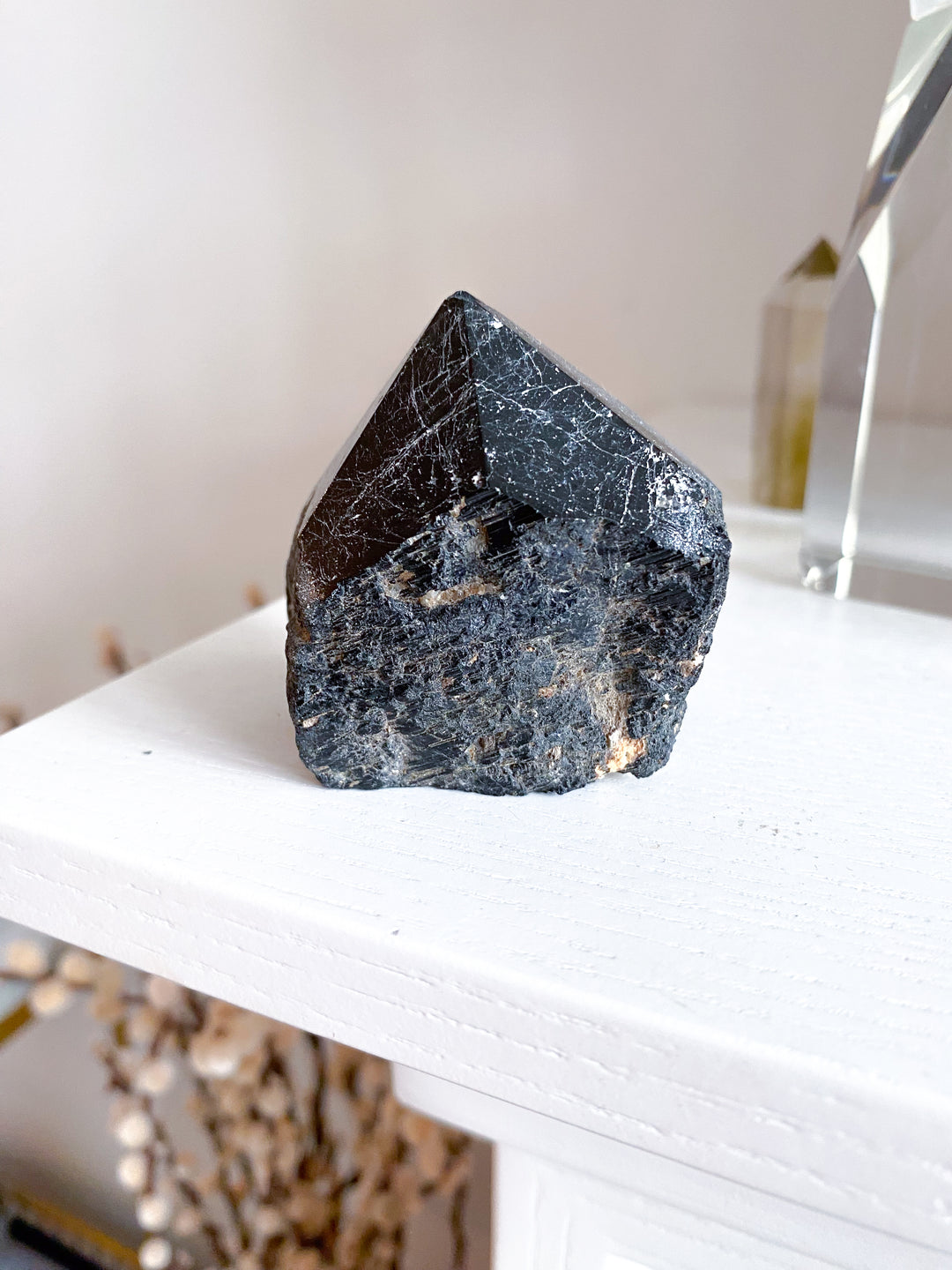 Chipped Tip Black Tourmaline Top Polish Point 