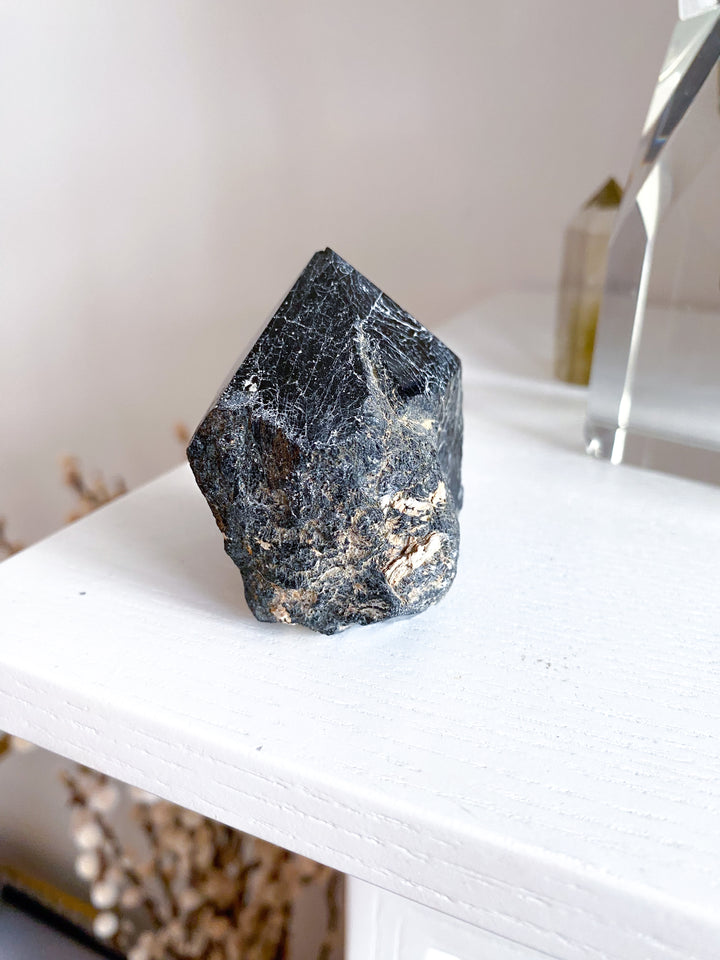 Chipped Tip Black Tourmaline Top Polish Point 