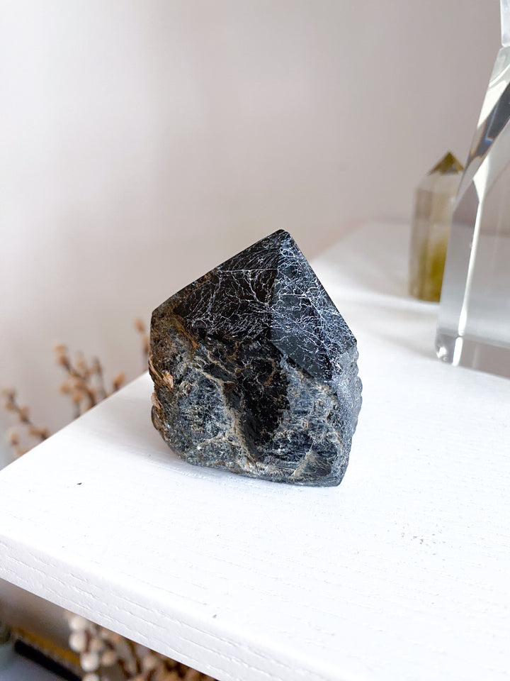 Chipped Tip Black Tourmaline Top Polish Point 