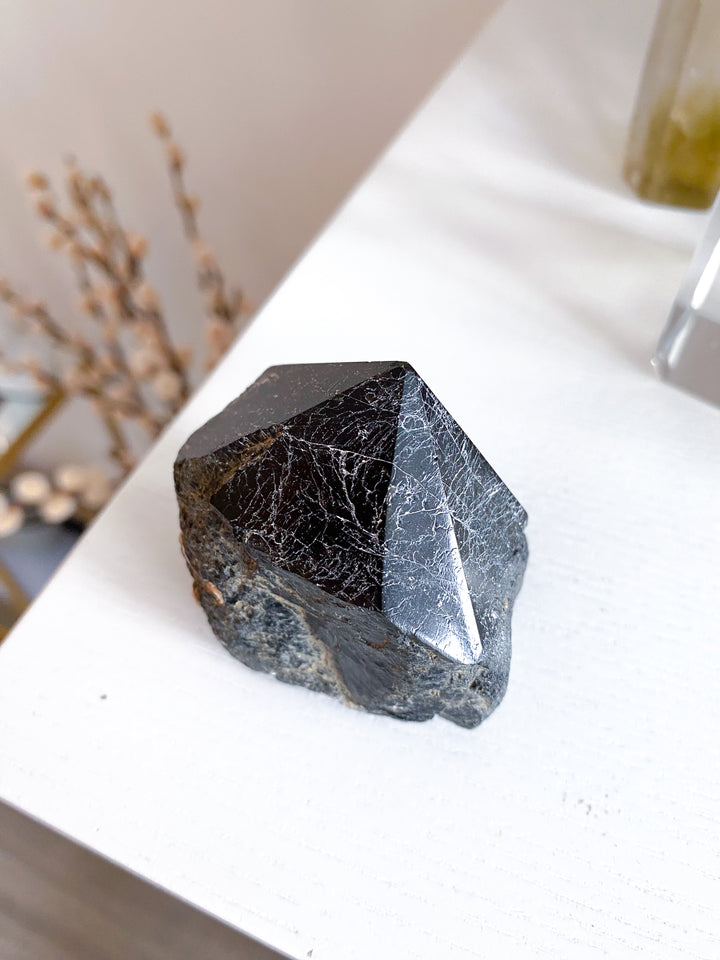 Chipped Tip Black Tourmaline Top Polish Point 