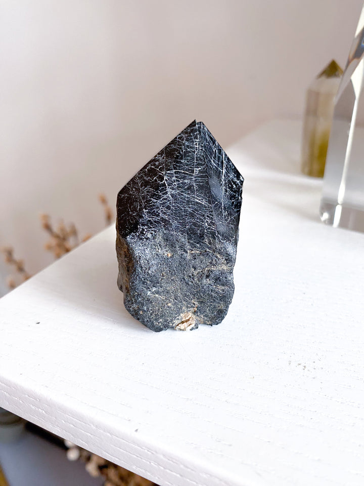 Chipped Tip Black Tourmaline Top Polish Point 