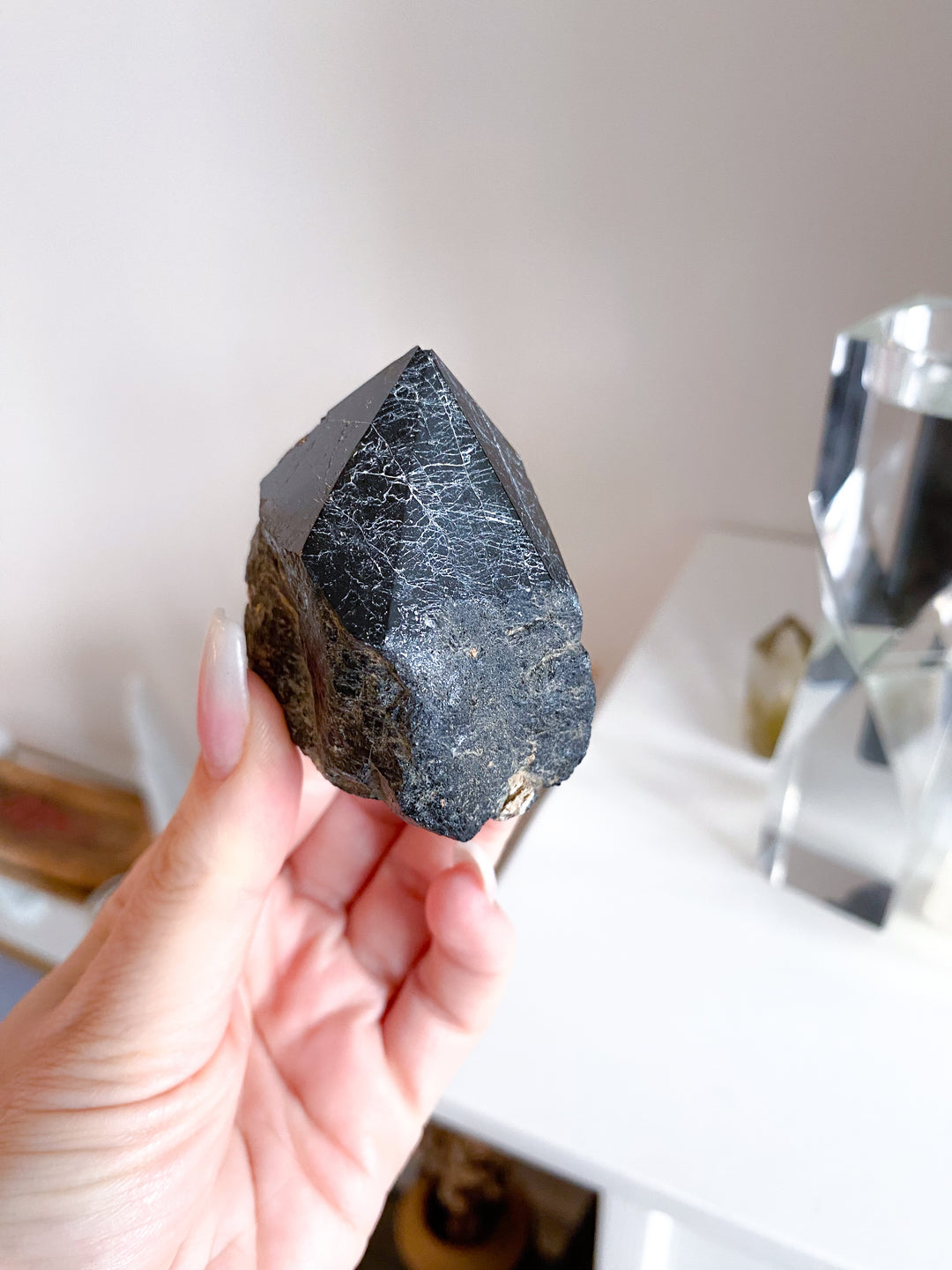 Chipped Tip Black Tourmaline Top Polish Point 