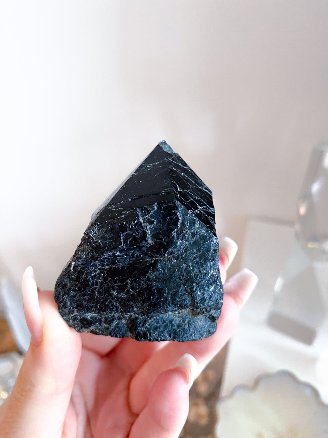 Chipped Tip Black Tourmaline Top Polish Tower