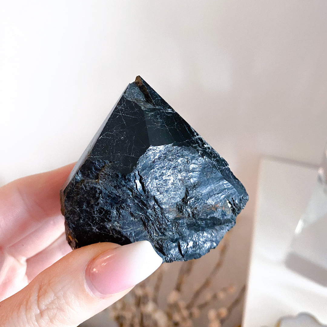 Chipped Tip Black Tourmaline Top Polish Tower