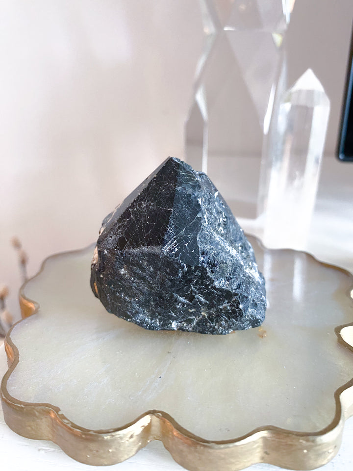 Chipped Tip Black Tourmaline Top Polish Tower