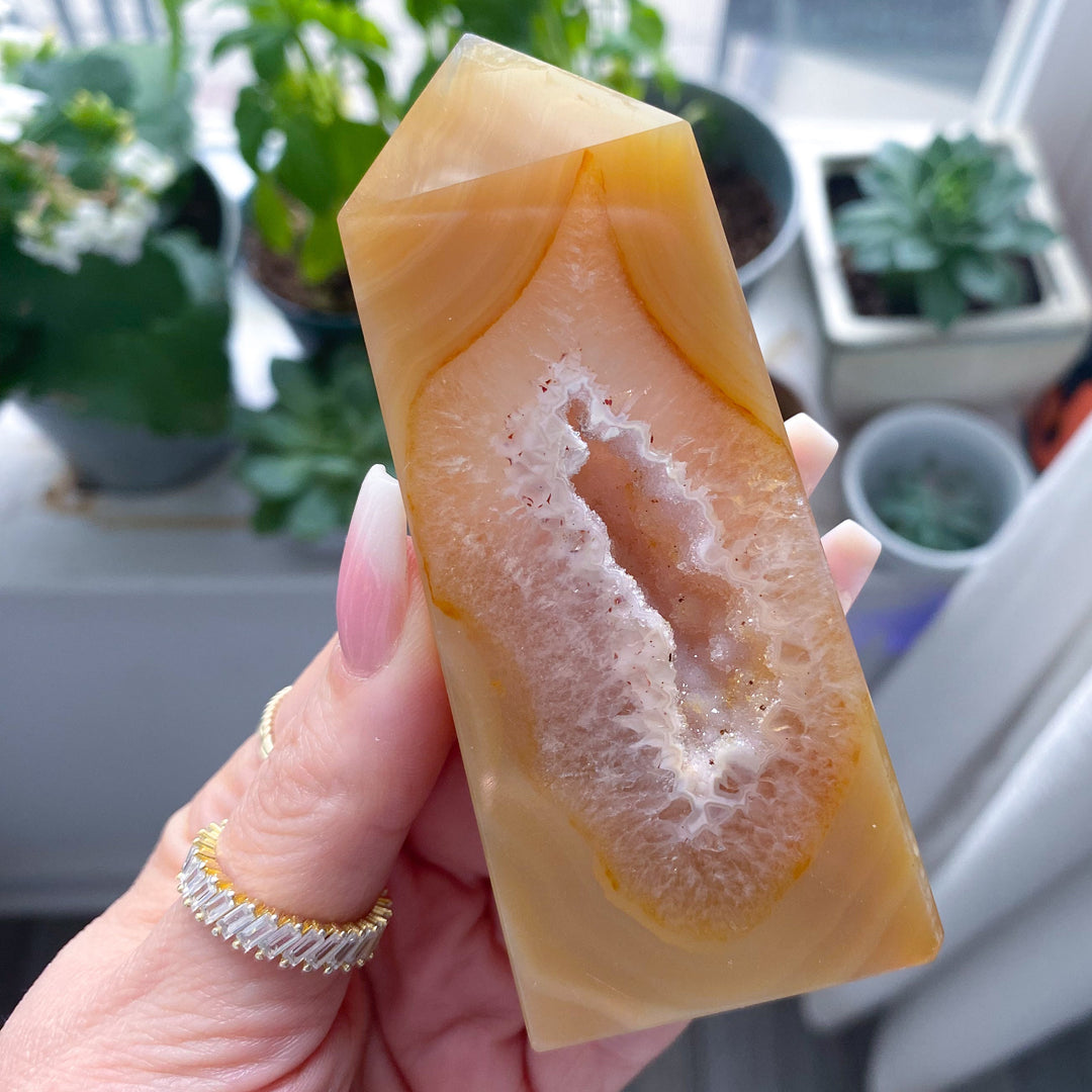 Orange Druzy Agate Slice