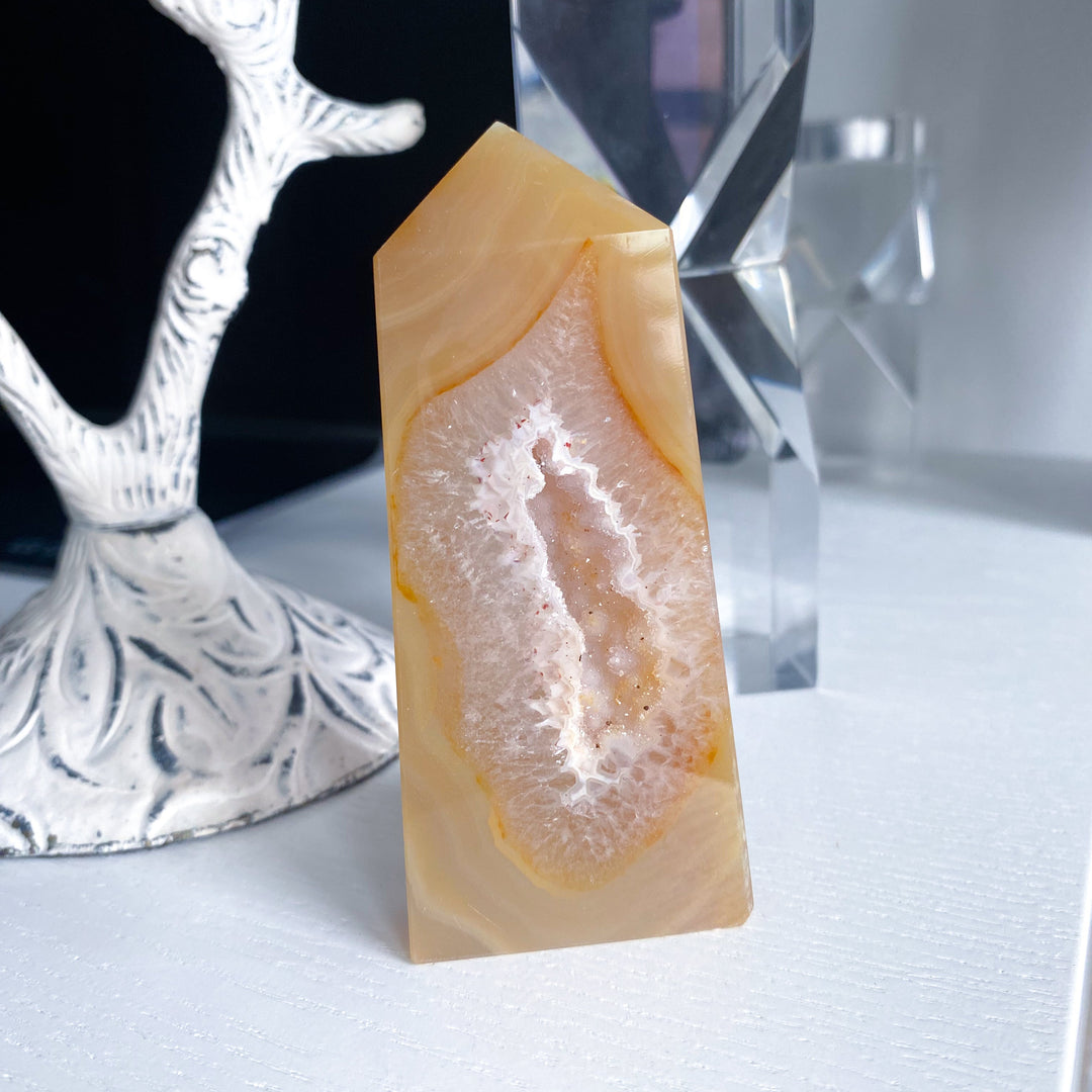 Orange Druzy Agate Slice