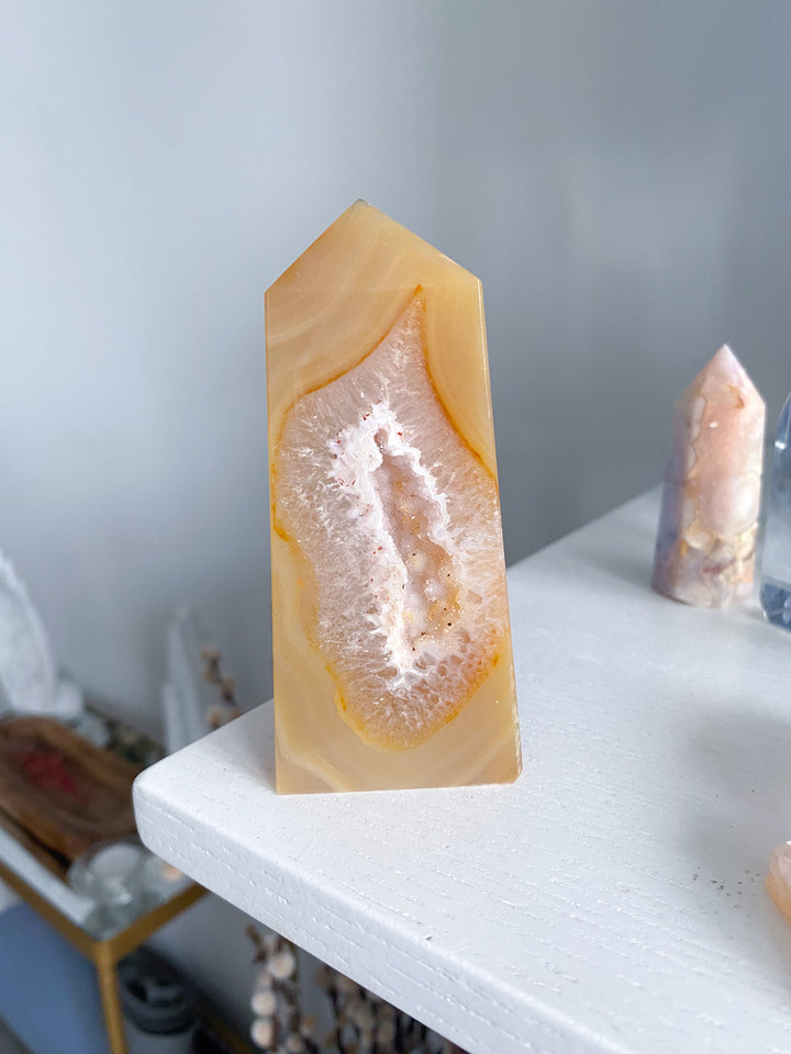 Orange Druzy Agate Slice